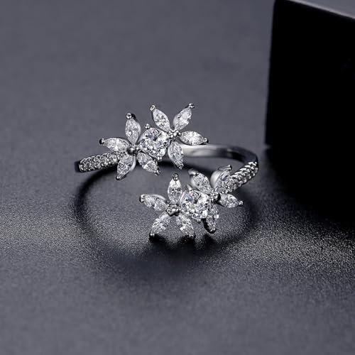 D-color VVS1 Clarity Moissanite Open Ring for Wedding/Engagement, 14K Gold Flower Adjustable Ring, Ideal Birthday Gift for Her4