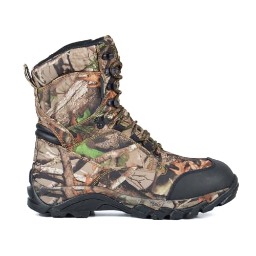 Men's Waterproof Hunting Boots 8 Inch Lightweight Camo Insulated Tactical Work Boot, 400g Thinsulate3