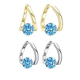 2 Pairs Halolux Lymphvity Germanium Earrings,Flysmus Halolux Lymphvity Drainage Cubic Zirconia Earrings Lymphati Activity Hoop Earrings for Women Lymphvity Therapy Earring Jewelry (Blue)