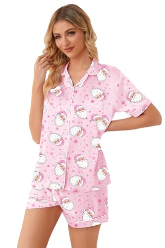 Image of Schbbbta Girls Womens Pajamas, Satin Silky Pjs Set Kids 2Pcs Button-Down Nightwear Sleepwear Gift for Mommy and me
