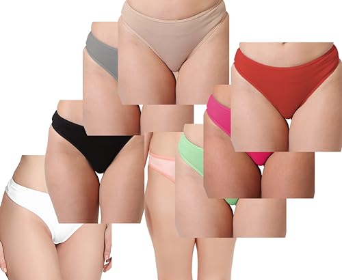 Image of pavvoin Women's Plain Cotton Blend Thong mid Rise Panty