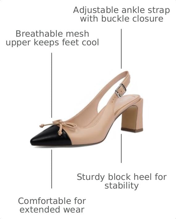Image of QIY Womens Pumps Chunky Heel Pointed Toe Slingback Heels for Women