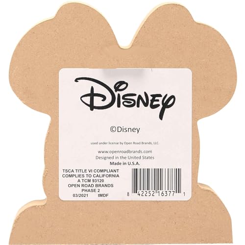 Image of Disney Minnie Mouse Head Shelf Sitter Decor | Chunky Wood Block Cutout for Kids' Bedroom, Play Room or Office