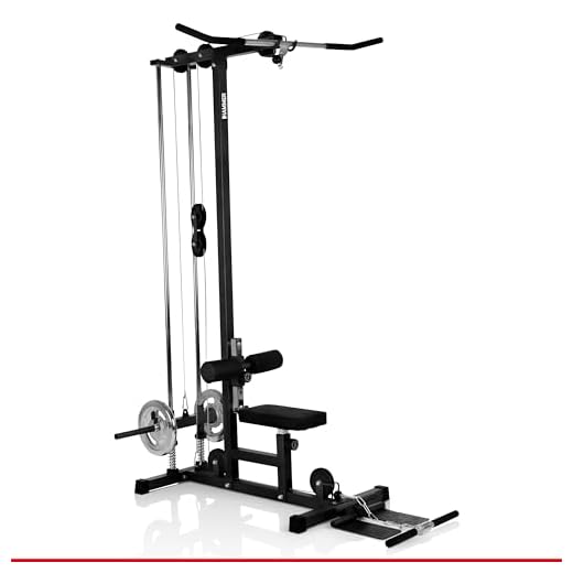 HAMMER Finnlo Latzug-Station Multi-Lat-Tower - Übungen für Rücken Arme Schultern Bauch, 120 kg belastbare Gewichtsauflage, Kraftstation 141x120x210cm