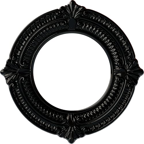 Ekena Millwork CM11BNBPS 11 1/8"OD X 6 1/8"ID X 5/8"P Benson Ceiling Medallion Fits Canopies Up to 6 1/8", Black Pearl
