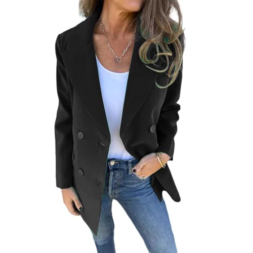 Women's Oversized Blazers Casual Open Front Long Sleeve Coats Lapel Double Breasted Jackets with Pockets