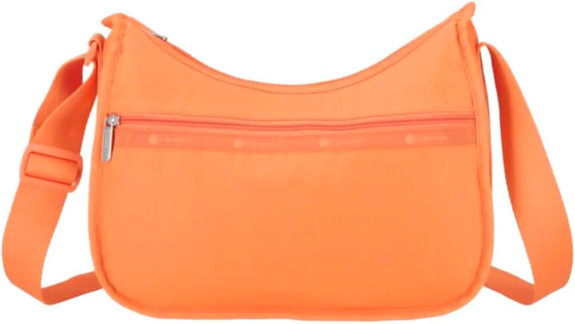 LeSportsac Tangerine Classic Hobo Crossbody Bag + Cosmetic Bag, Style 7520/Color R119, Uplifting & Vibrant Juicy Orange, Zesty New Neutral Evokes Joy, Positivity & Friendship, Luminous Citrus Shade