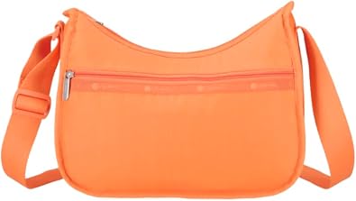 LeSportsac Tangerine Classic Hobo Crossbody Bag + Cosmetic Bag, Style 7520/Color R119, Uplifting & Vibrant Juicy Orange, Zesty New Neutral Evokes Joy, Positivity & Friendship, Luminous Citrus Shade