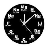The Geeky Days Chemistry Wall Clock Battery Operated, 12 Inch Silent Non Ticking Chemical Elements Clock Periodic Table Wall Clock Watch Chemistry Decor for Chemical Engineer Science Teachers Gift