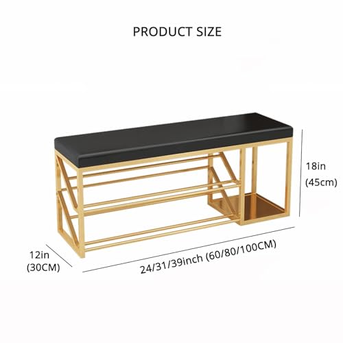 Banc à chaussures en métal et cuir à 2 niveaux pour bottes - 2