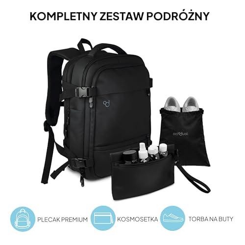 OcioDual Plecak podróżny do kabiny samolotu 55x40x20 Bagaż podręczny z możliwością powiększenia do 55x40x25 cm dla (Iberia, Easyjet, Lufthansa, Air France) Męska damska walizka kabinowa Przegroda