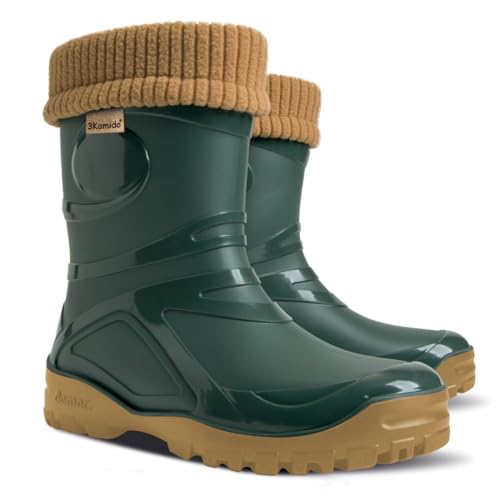 3Kamido GoTherm Gummistiefel mit einem Innenschuh aus natürlicher Wolle, sehr komfortabel und sehr warm, aus PVC, mit rutschfester Sohle, wasserdicht und für Jugendliche und Erwachsene geeignet