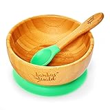 bambuswald© ökologische Saugnapf-baby schüssel inkl. Löffel für Babys & Kleinkinder | 100% nachhaltige Schale aus Bambus - Standfeste Fütter-Schüssel Geschirr-schüssel mit saugnapf baby