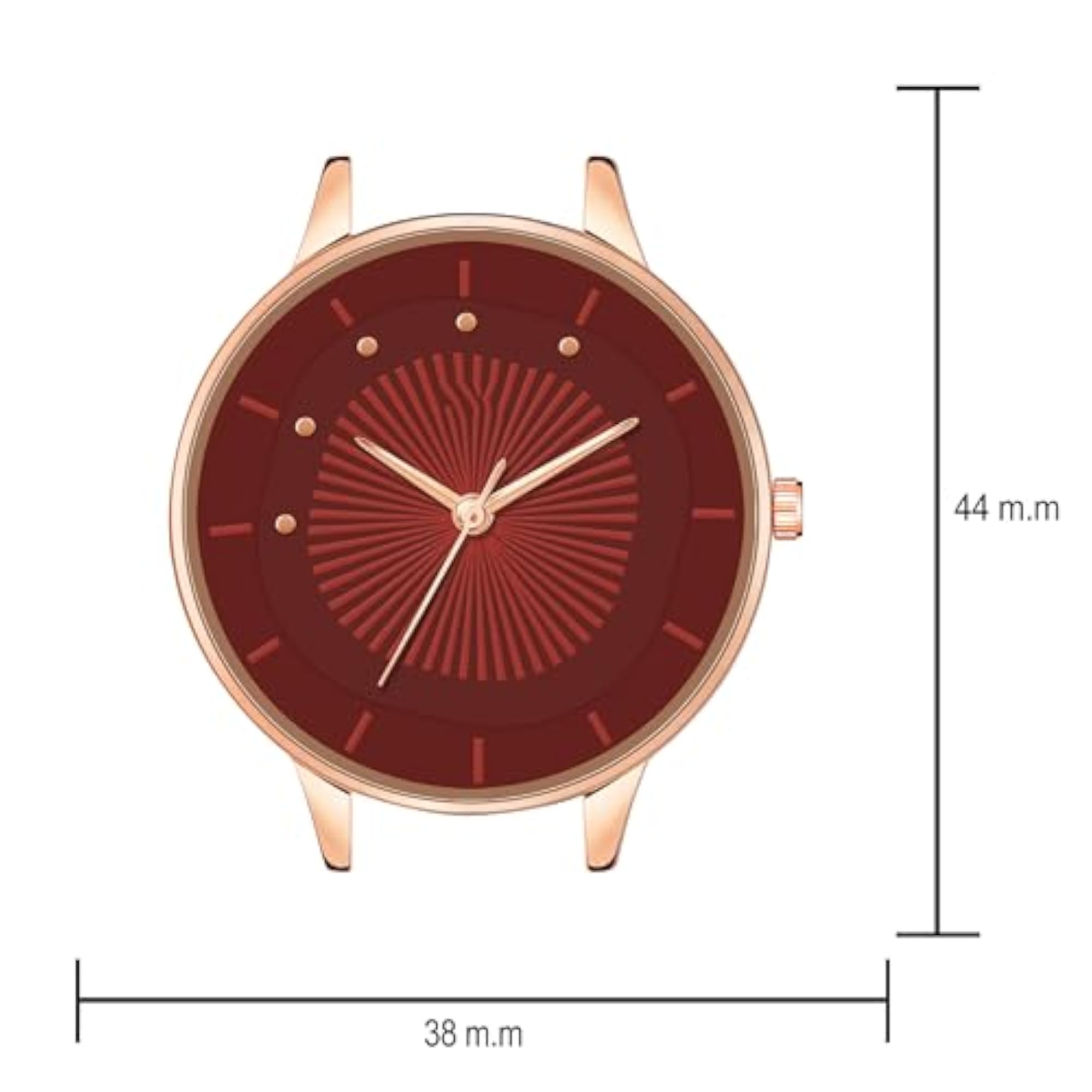 Women's Rose Gold Case Plain Dial Analog Watch with Studded Leather Strap