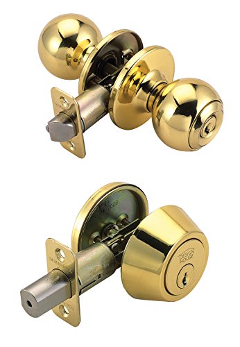 Design House 782615 Pro Ball Entry Knob And Deadbolt Combo, Polished Brass #TOP9