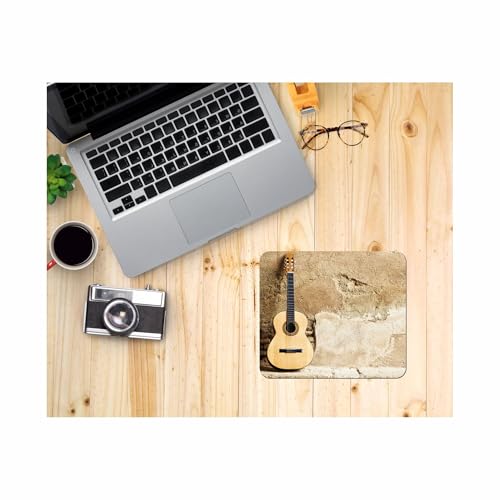 Image of Guitar Printed Mouse Pad 9 x 7.5 Inch - Smooth Surface, Non-Slip Rubber Base, Durable & Stylish Desk Mousepad for Office, Home & Gaming