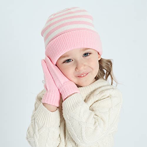 UTTPLL Toddler Magic Stretch Gloves Mittens Multicolor Soft Knitted Gloves Warm Kids Knit Thick Cold Mittens for Boys and Girls White One Size