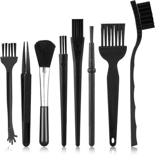 Zheigaoxea - 8 Pcs Mini Keyboard Cleaning Brushes Kit, Anti Static Electronic Dust Cleaning Brushes with PP Handle and Nylon Bristles, Keyboard Cleaning Brush for Computer Keyboard and Small Spaces (8 Pcs)