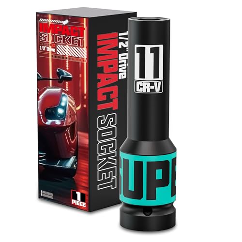 1/2" Drive Impact Socket, 11mm Deep Socket, Metric, 6 Point, CR-V, Perfect for Home, Mechanic and Repair Project