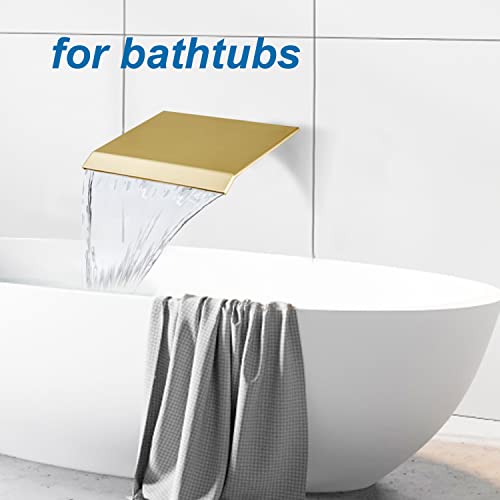 Azos Tub Faucet Wall Mount, Waterfall Tub Filler Spout For Bathroom Multiple Uses, High Flow Bathtub Cascade Waterfall Spout Fixtures, Brass Brushed Gold #TOP5