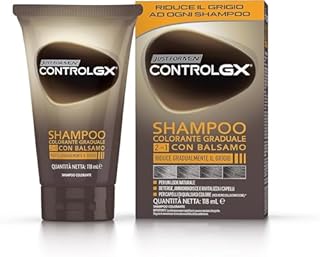 Just For Men Control GX, shampoo e balsamo 2 in 1, riduce gradualmente e permanentemente i capelli grigi ad ogni lavaggio, tutte le tonalità, 118 ml