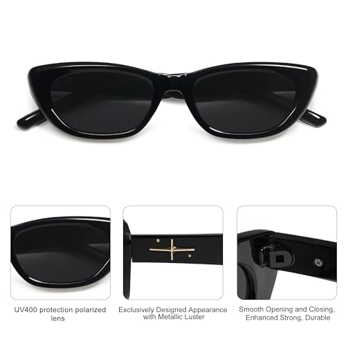 SOJOS Trendy Polarized Narrow Cat Eye Sunglasses for Women Retro Cute Womens Shades SJ22844