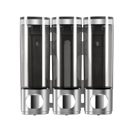 wall Mounted soap Dispenser 3 Chamber Shower Dispenser for Shampoo, Conditioner & Body Wash,No-Drill Shower Soap Dispenser with Easy Installation, Perfect Soap Bathroom Shower Dispenser (Silver)