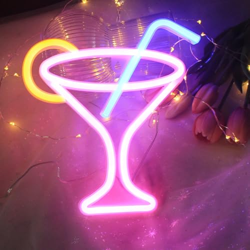 Image of Cocktail Neon Sign Neon Night Light Signs for Wall Decor Battery and USB Dual Powered Cocktails Night Lamp for Bar Club Bar Cart Decor Beautiful Neon Light Cool Neon Sign for Room Bar