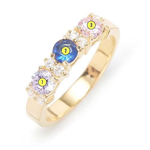 EVE'S ADDICTION Sterling Silver Custom 4 Stone Simulated Birthstone Rings for Women Eternity Band (ring sizes 5 to 9) Mother's Ring - Gifts for Mom4