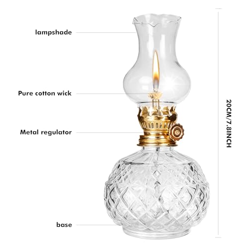 2 Stück Glas Petroleumlampe Für Innenräume, Öllampen Aus Glas, Einstellbare Helligkeit, Vintage Petroliumöllampe, Retro Offene Flamme Öllampe, Kerosinlampe Für Garten Esszimmer Haus