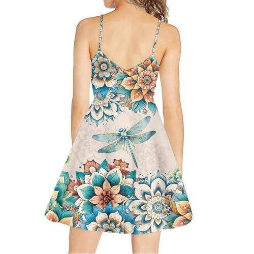 Image of Cozeyat Women Girls Summer Sleeveless Dress Casual Swing Beach Cover Up Knee Length Dresses,Large Size XS-4XL