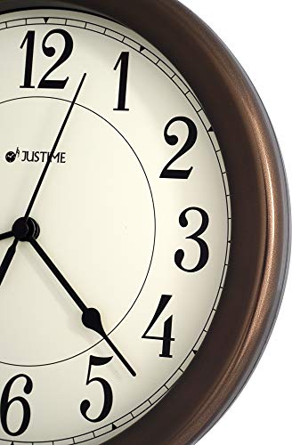 Justime 8.5 Inch Simply High-End Beige Plastic Easy To Read Decorative Wall Clock, Water Resistant, Special For Small Space, Office, Boats, Rv (W86381 Oil Rubbed Bronze) #TOP4