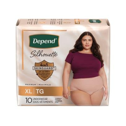 Image of Depend Silhouette Disposable Underwear Female Waistband Style X-Large, 55425, 10 Ct