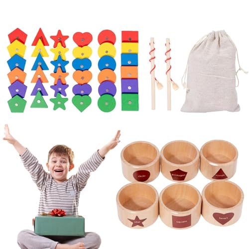 Genérico Juguete de Clasificación por Colores | Juego De Colores con Taza De Madera,Juego de Emparejar Infantil - de Emparejar Motricidad Fina Niños 3+ Juguete Aula Regalo