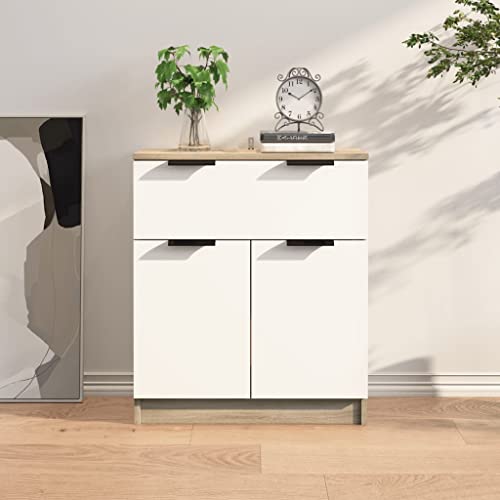 Natulvd Buffet Server Cupboard Cabinet Console Table, Floor Buffet Table Sideboard With Drawer & 2 Doors, Coffee Bar Cabinet Kitchen Cabinet For Dining Room - Multicolour #TOP21
