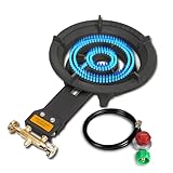 CONCORD Roadster Burner. 13" Cast Iron Single Propane Wok Burner. Dual Controlled Burner Rings, 90,000 BTU. Outdoor Cooking, Wok Stir Frying, Countertop Burner.