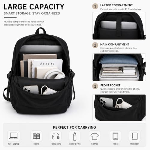 Image of 30L Waterproof 14 Inch Laptop Backpack for School, College, Office, Travel and Hiking Spacious Lightweight Daypack with Multi-Compartment Storage for Men and Women