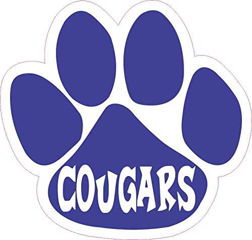 Amazon Com Stickertalk Paw Print With Cougar Mascot Vinyl Sticker 5 Inches By 4 75 Inches Automotive