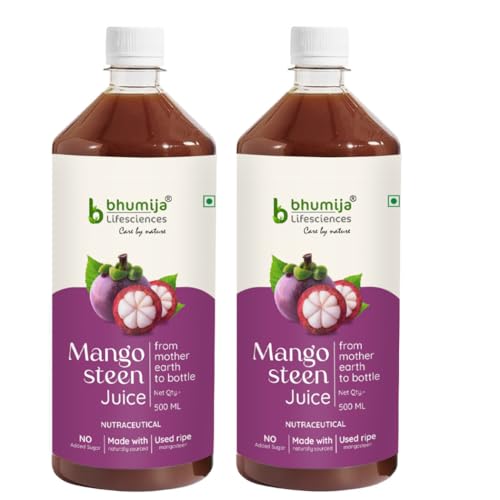 Image of Bhumija Lifesciences Mangosteen Juice - Antioxidant Rich Mangosteen Juice for Immunity Booster, Skin Brightening, Anti Aging & Digestive Support | Herbal Detox Health Drink (Pack of 2)