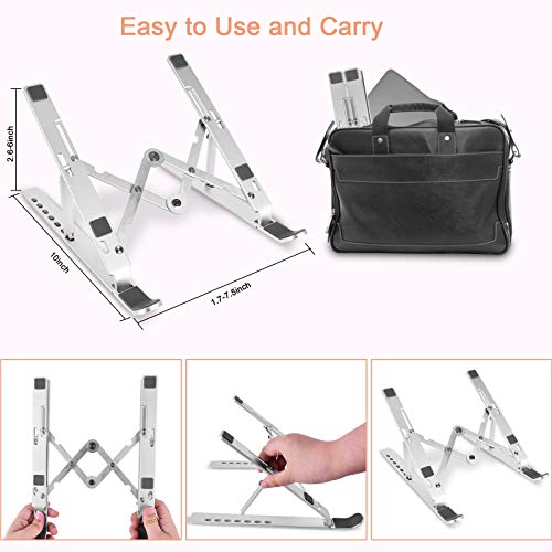 Aigital Laptop Stand Portable Foldable Computer Tablet Stand Multi-Angle Adjustable Creative Storage Laptop Holder Riser Compatible with 10\"-17\" Notebook PC Tablet Thinkpad - Thumbnail 6