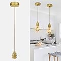 YNDD Mini Pendant Light Cord Kit, Industrial Retro Gold Pendant Light, 3.94ft Adjustable Woven Hanging Light Cord, Vintage Lamp Holder Fixture E26 Lamp Socket for Kitchen Farmhouse, Bulb Not Included