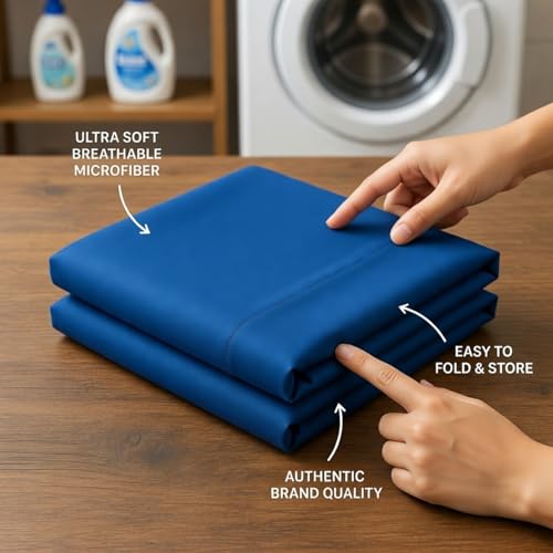 Image of Everyday Kids Fitted Crib Sheet, 100% Soft Breathable Microfiber Baby Sheet, Fits Standard Size Crib Mattress 28in x 52in, Royal Blue Nursery Sheet