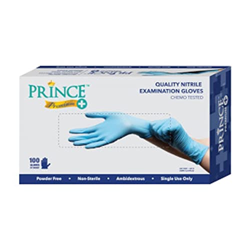 Prince Nitrile Medical Examination Gloves - Box of 100 Gloves (4, Large)