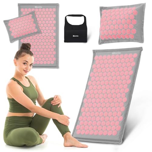 Hypermotion Tapis Acupression ECO, Tapis Champ de Fleurs 3-en-1 en Lin, Fibre de Coco et Sarrasin - Soulage Mal de Dos, Nuque et Tensions Musculaires - Naturel...