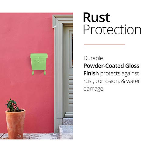 Nach Euro Series Modern Mailbox With Newspaper Holder, Decorative Mail Holder, Wall Mount Mailboxes For Outside, Rust Resistant Galvanized Metal Mailbox, 12" X 11" X 4.5", Green, Mb-44796 #TOP5