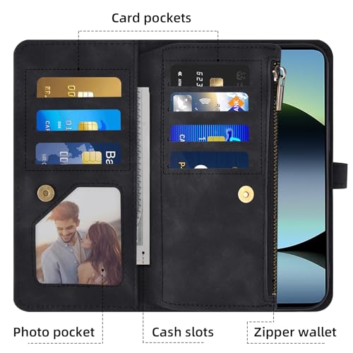 Étui cuir PU Redmi Note 14 4G noir chic avec protection d'écran