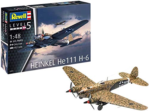 Revell REV-03863 Heinkel He111 H-6, Flugzeugmodellbausatz 1:48, 34,4 cm Modelmaking, unlackiert