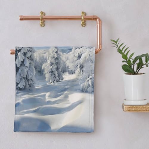 Serviette de bain à séchage rapide et ultra absorbante avec son motif arbres d'hiver - 7