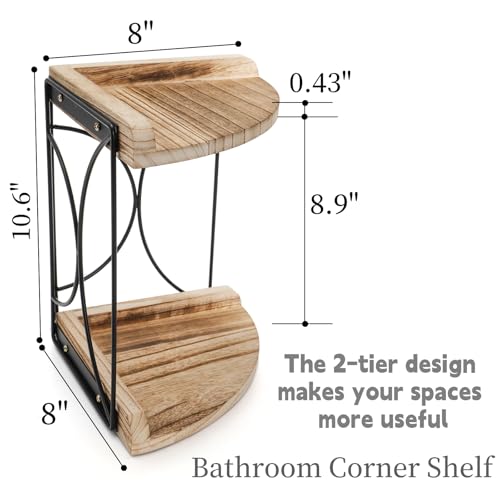 Image of Goaste 2-Tier Bathroom Counter Organizer, Wood Vanity Corner Shelf, Skincare Storage Standing Tray, Kitchen Countertop Spice Rack, Makeup Perfume Holder for Bathroom Organization, Dresser, Kitchen