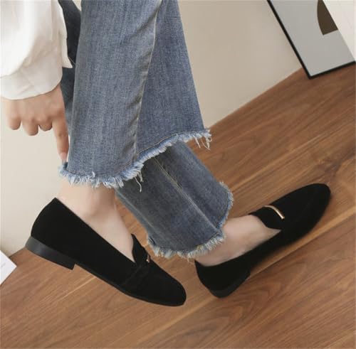Flats Shoes for Women Faux Suede Pointed Toe Ballet Flats Comfortable Slip on Women's Loafers 2025 Trendy Suede Shoes2